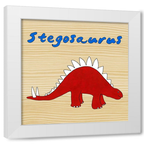 Stegosaurus White Modern Wood Framed Art Print by Meagher, Megan