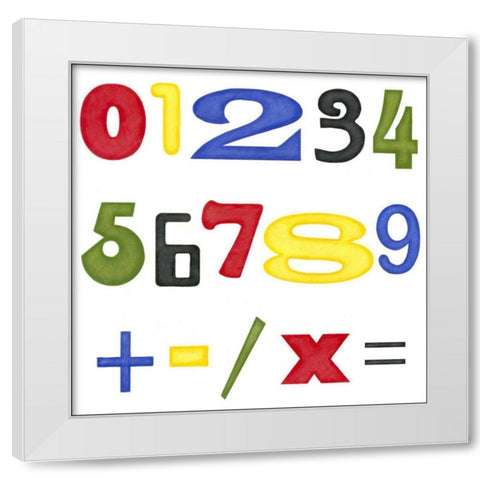Kids Room Numbers White Modern Wood Framed Art Print by Meagher, Megan