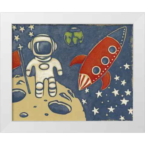 Space Explorer I White Modern Wood Framed Art Print by Zarris, Chariklia