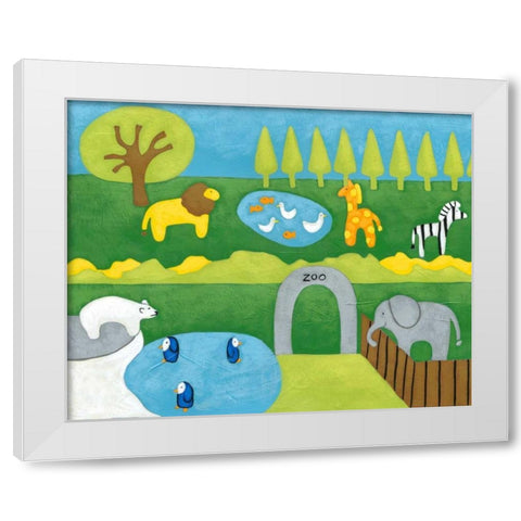 Storybook Zoo White Modern Wood Framed Art Print by Zarris, Chariklia