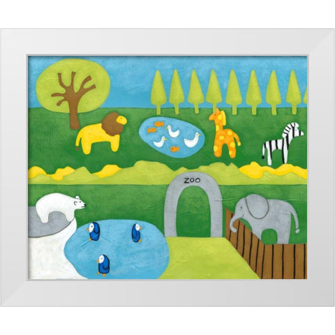 Storybook Zoo White Modern Wood Framed Art Print by Zarris, Chariklia