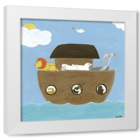 Noahs Ark II White Modern Wood Framed Art Print by Vess, June Erica