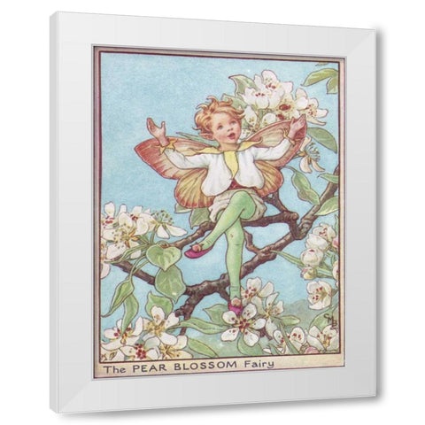 The Pear Blossom Fairy White Modern Wood Framed Art Print by Vision Studio