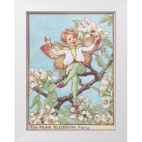 The Pear Blossom Fairy White Modern Wood Framed Art Print by Vision Studio