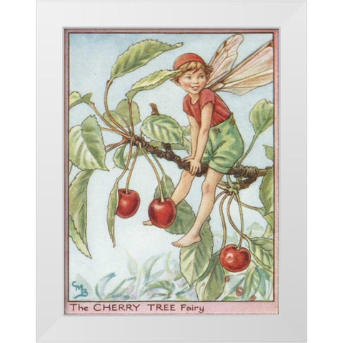 The Cherry Tree Fairy White Modern Wood Framed Art Print by Vision Studio