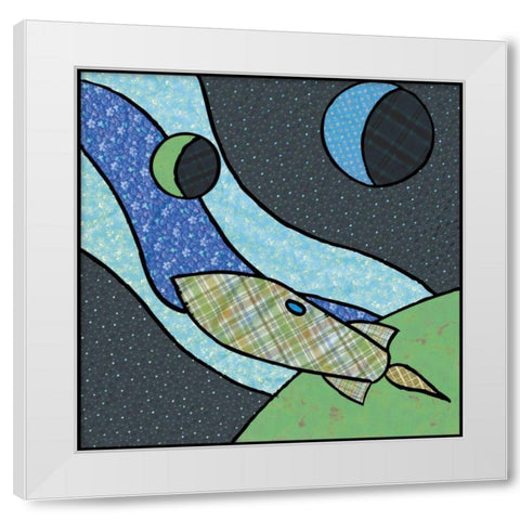 Patchwork Planets I White Modern Wood Framed Art Print by Swinford, Charles