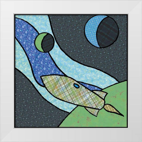 Patchwork Planets I White Modern Wood Framed Art Print by Swinford, Charles