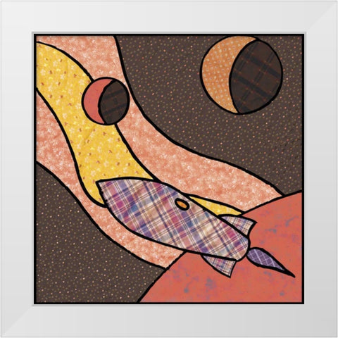 Patchwork Planets II White Modern Wood Framed Art Print by Swinford, Charles