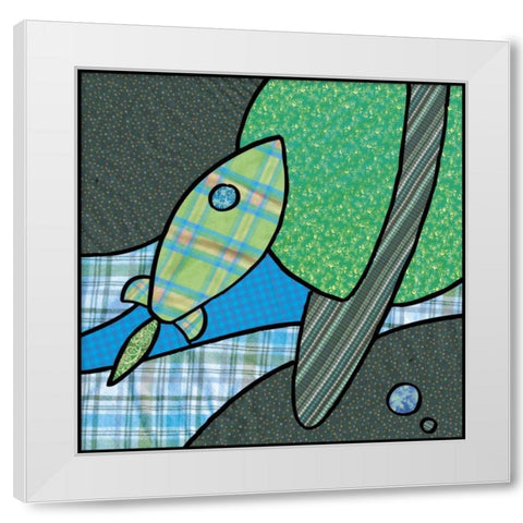Patchwork Planets III White Modern Wood Framed Art Print by Swinford, Charles