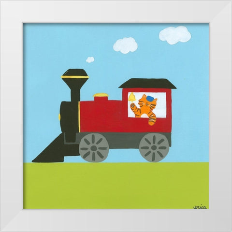 Circus Train I White Modern Wood Framed Art Print by Vess, June Erica