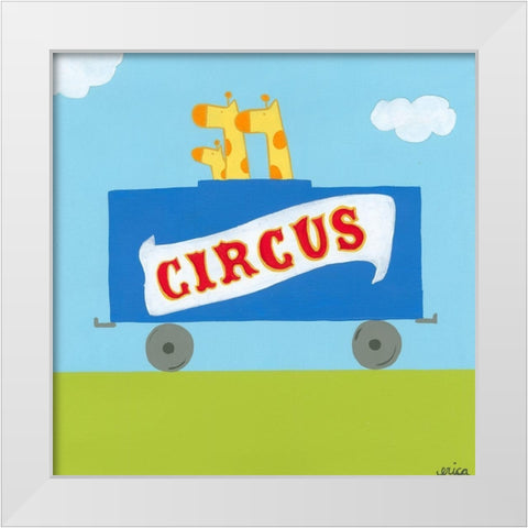 Circus Train II White Modern Wood Framed Art Print by Vess, June Erica