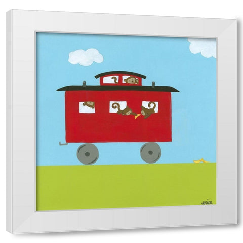 Circus Train IV White Modern Wood Framed Art Print by Vess, June Erica