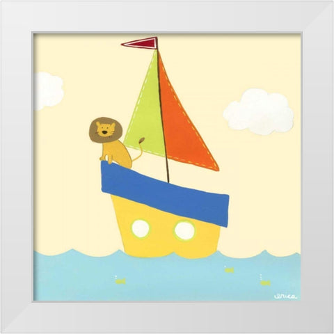 Sailboat Adventure II White Modern Wood Framed Art Print by Vess, June Erica