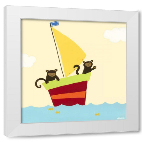 Sailboat Adventure III White Modern Wood Framed Art Print by Vess, June Erica