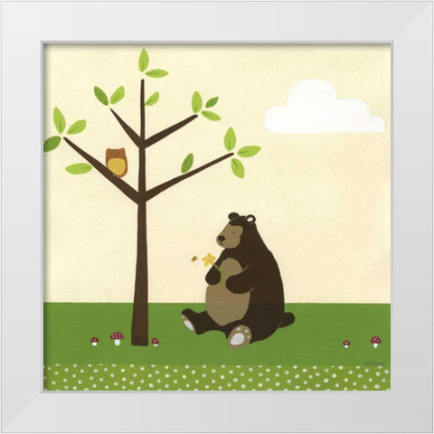 Woodland Friends IV White Modern Wood Framed Art Print by Vess, June Erica