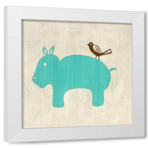 Best Friends - Hippo White Modern Wood Framed Art Print by Zarris, Chariklia