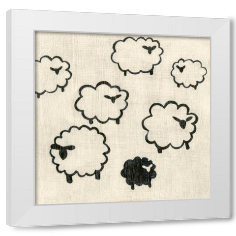 Best Friends - Sheep White Modern Wood Framed Art Print by Zarris, Chariklia