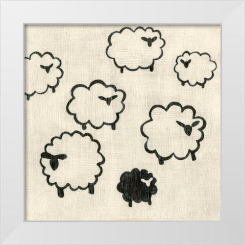 Best Friends - Sheep White Modern Wood Framed Art Print by Zarris, Chariklia