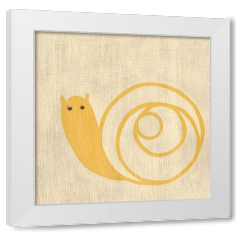 Best Friends - Snail White Modern Wood Framed Art Print by Zarris, Chariklia