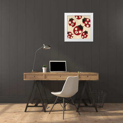 Best Friends - Ladybugs White Modern Wood Framed Art Print by Zarris, Chariklia