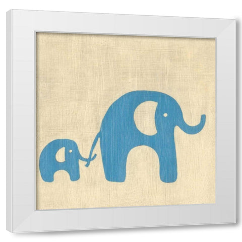 Best Friends - Elephants White Modern Wood Framed Art Print by Zarris, Chariklia