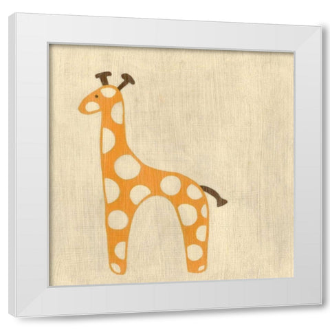 Best Friends - Giraffe White Modern Wood Framed Art Print by Zarris, Chariklia