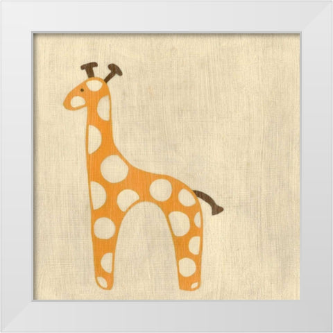 Best Friends - Giraffe White Modern Wood Framed Art Print by Zarris, Chariklia