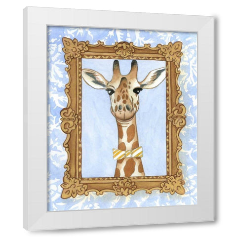 Teachers Pet - Giraffe White Modern Wood Framed Art Print by Zarris, Chariklia