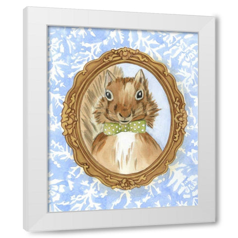 Teachers Pet - Squirrel White Modern Wood Framed Art Print by Zarris, Chariklia