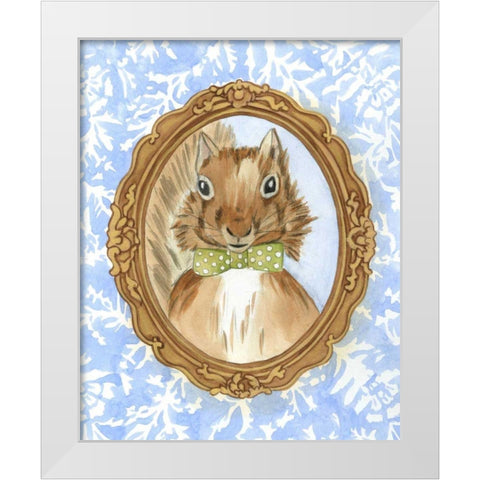 Teachers Pet - Squirrel White Modern Wood Framed Art Print by Zarris, Chariklia