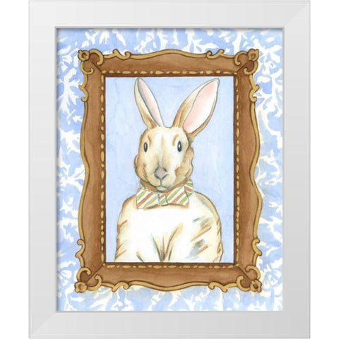 Teachers Pet - Rabbit White Modern Wood Framed Art Print by Zarris, Chariklia