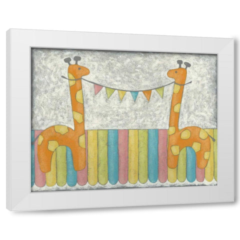 Carnival Giraffes White Modern Wood Framed Art Print by Zarris, Chariklia