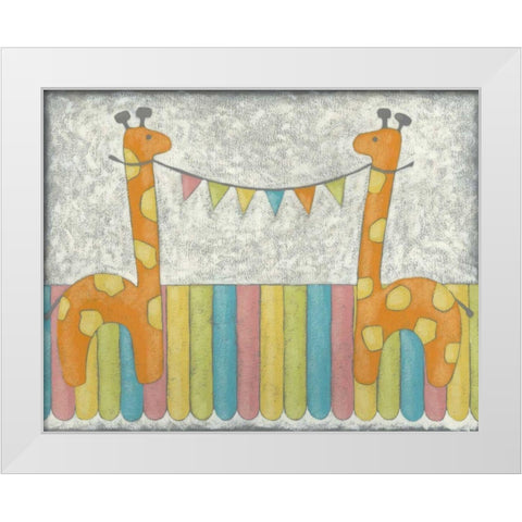 Carnival Giraffes White Modern Wood Framed Art Print by Zarris, Chariklia