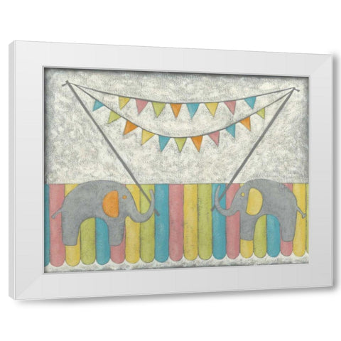 Carnival Elephants White Modern Wood Framed Art Print by Zarris, Chariklia