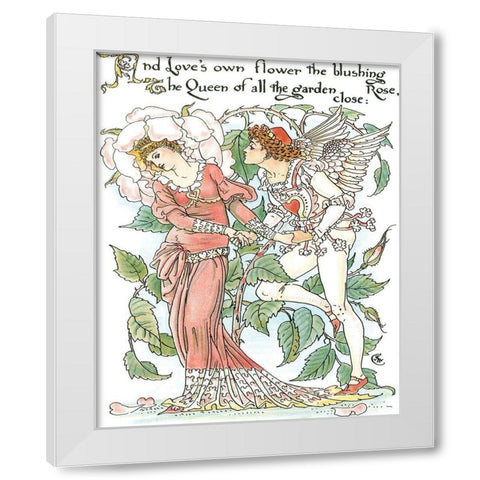 Shakespeares Garden III (Rose) White Modern Wood Framed Art Print by Crane, Walter