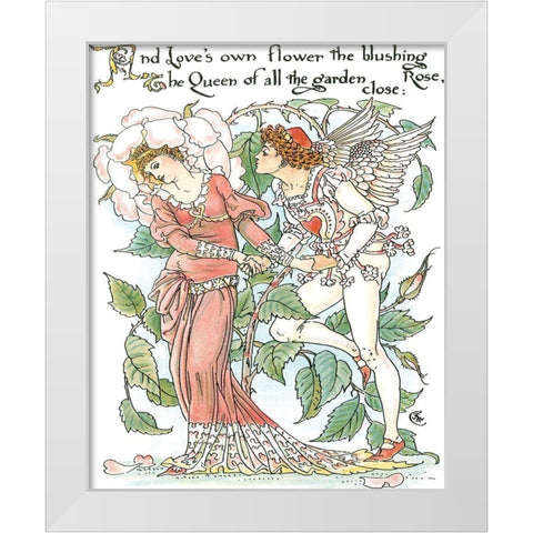 Shakespeares Garden III (Rose) White Modern Wood Framed Art Print by Crane, Walter