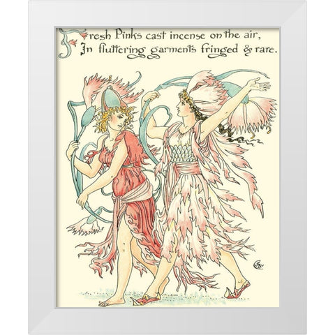 Shakespeares Garden VI (Carnation) White Modern Wood Framed Art Print by Crane, Walter