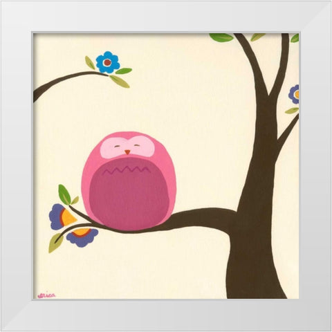 Orchard Owls VI White Modern Wood Framed Art Print by Vess, June Erica