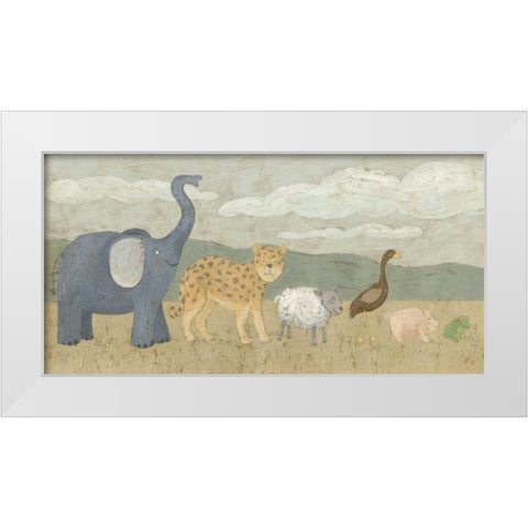 Animals All in a Row I White Modern Wood Framed Art Print by Meagher, Megan