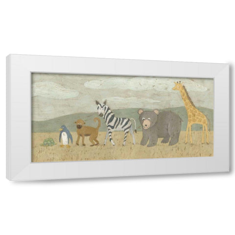 Animals All in a Row II White Modern Wood Framed Art Print by Meagher, Megan