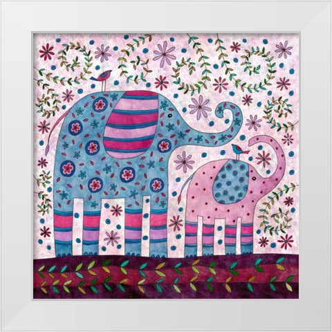 Elephant Walk White Modern Wood Framed Art Print by Conway, Kim