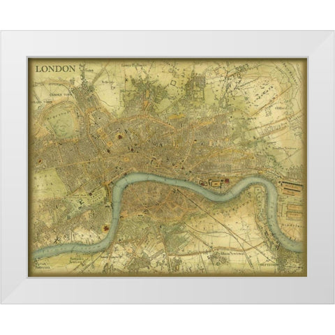 Map of London White Modern Wood Framed Art Print by Vision Studio