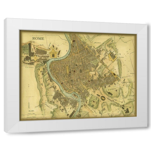 Map of Rome White Modern Wood Framed Art Print by Vision Studio