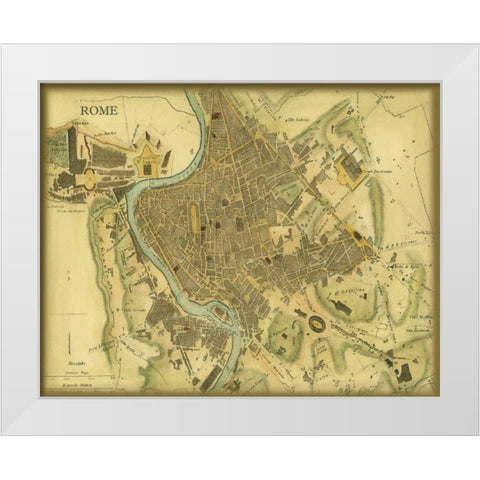 Map of Rome White Modern Wood Framed Art Print by Vision Studio