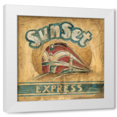 Sunset Express White Modern Wood Framed Art Print by Harper, Ethan