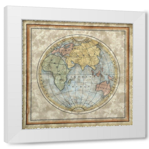Small Eastern Hemisphere White Modern Wood Framed Art Print by Vision Studio