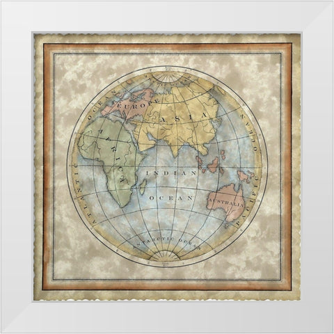 Small Eastern Hemisphere White Modern Wood Framed Art Print by Vision Studio
