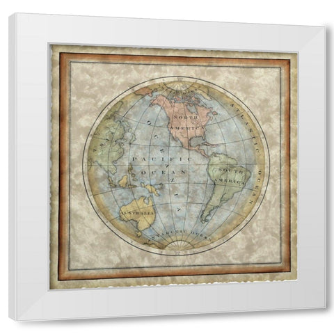 Small Western Hemisphere White Modern Wood Framed Art Print by Vision Studio