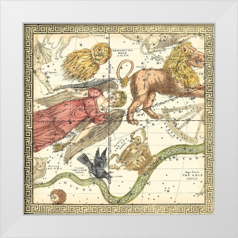 Zodiac Chart I White Modern Wood Framed Art Print by Vision Studio