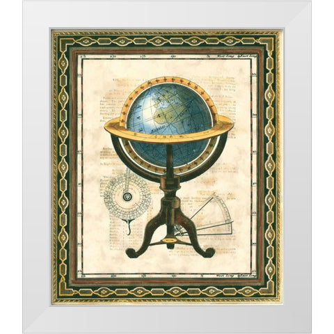 Traditional Globe I White Modern Wood Framed Art Print by Vision Studio